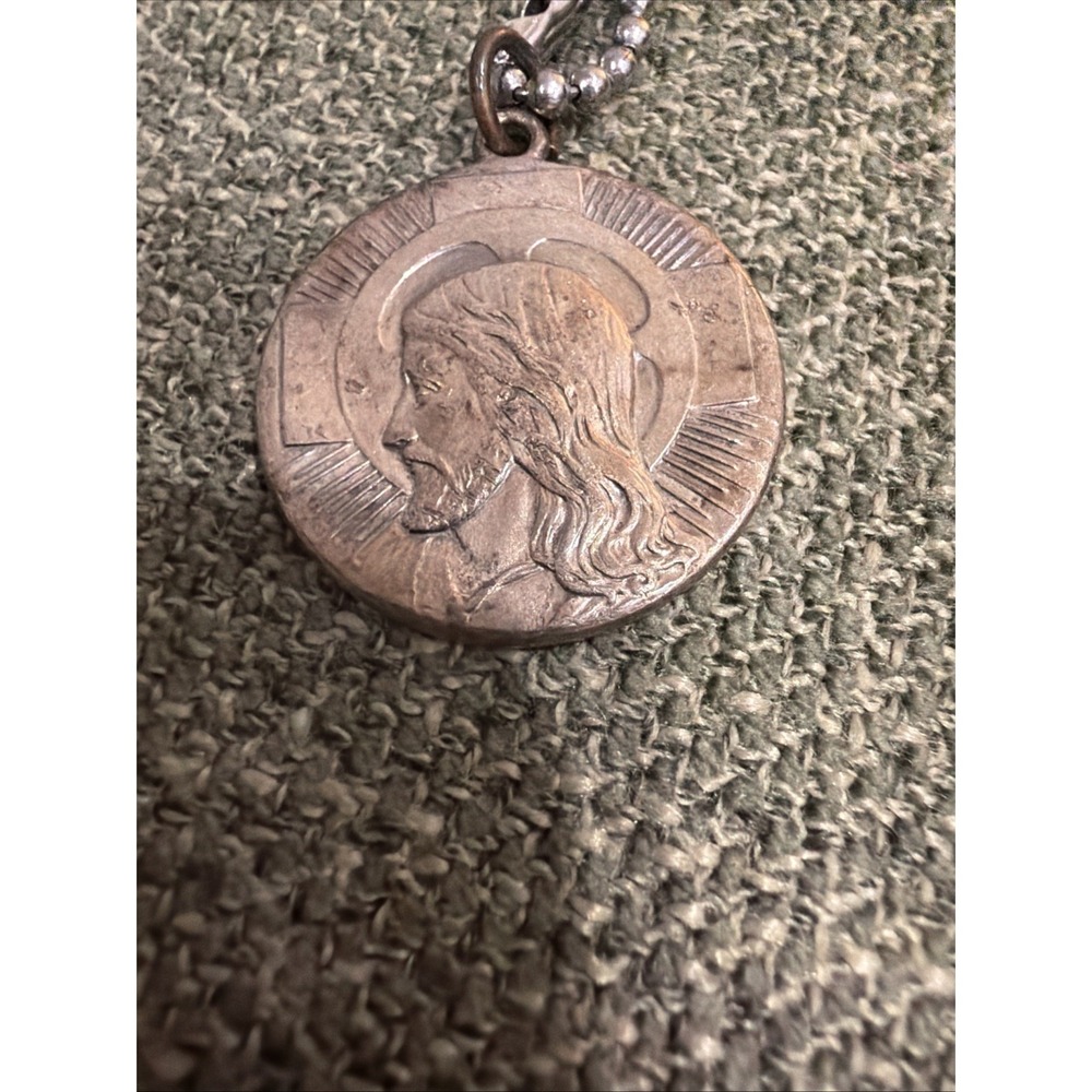 Vintage I Am A Methodist Jesus Medallion Necklace Religious‎ Ball Chain Pendant